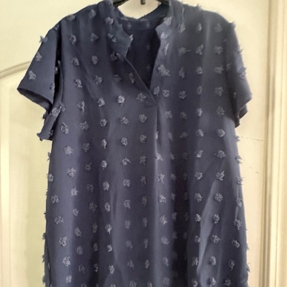 Navy blue, feminine short-sleeve blouse